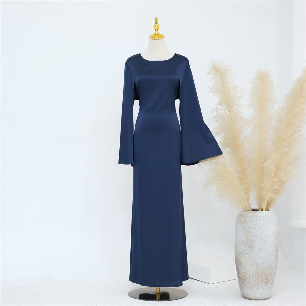 Ramadan Satin 2 Piece Abaya Modest Muslim Sets Kebaya African Dresses For Women Robe Femme Musulmane Caftan Marocain Vestidos