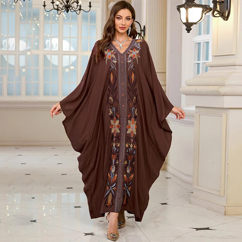 Frauen bestickte lange Kaftane Plus Size Kaftan Kleider Strand Badeanzug Cover Up Moomoo Kleid marokkanische Robe