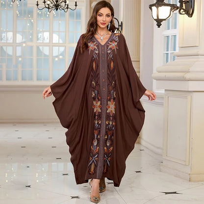 Frauen bestickte lange Kaftane Plus Size Kaftan Kleider Strand Badeanzug Cover Up Moomoo Kleid marokkanische Robe