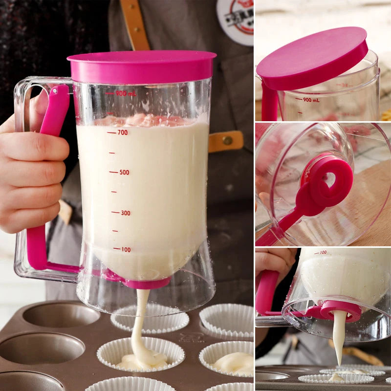1 Pcs 900ml Batter Dispenser Hand-held Graduated Funnel Pastry Dough Dispensador For Pancake Cupcakes Cake.