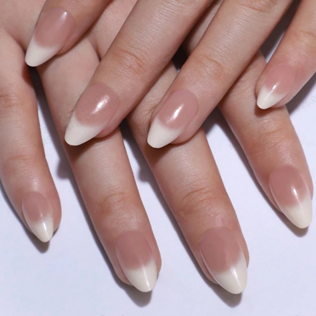 ARTAUG 24PCS Short Press On Nails Square Pink Fingertip White French Trim Press On Nails Full Cover Fake Nails Set Nail