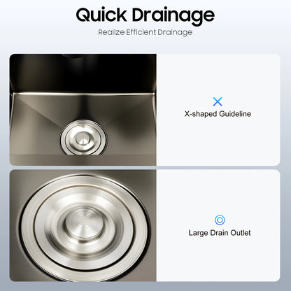 Modernes Küchenspüle, Schwarz, mit ausziehbarem Wasserhahn, Tassenspüler, Abflusskorb, Seifenspender, 201 Edelstahl, multifunktionales Spülbecken