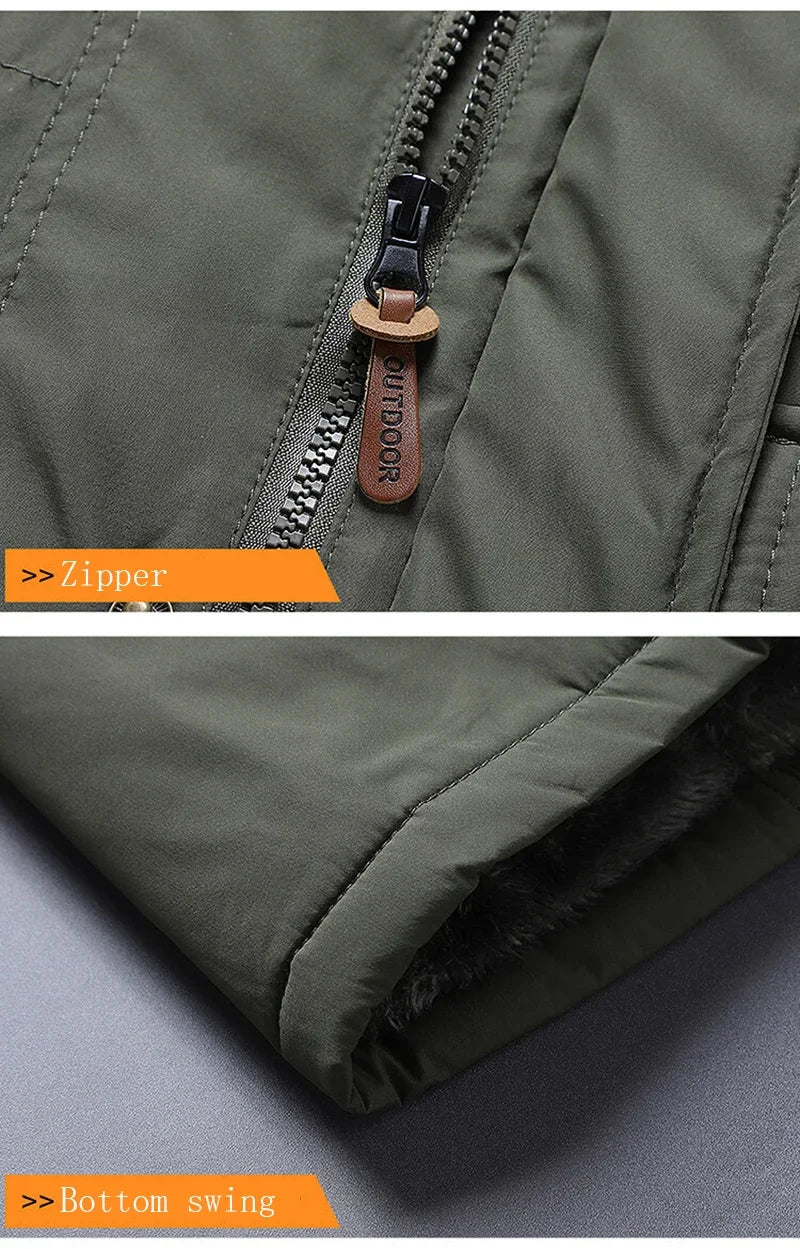 Winter Parka Men Windbreaker Fleece Thick Warm Fur Coats Male Retro Hooded Streetwear Overcoats Men's Windproof Jackets 6xl.