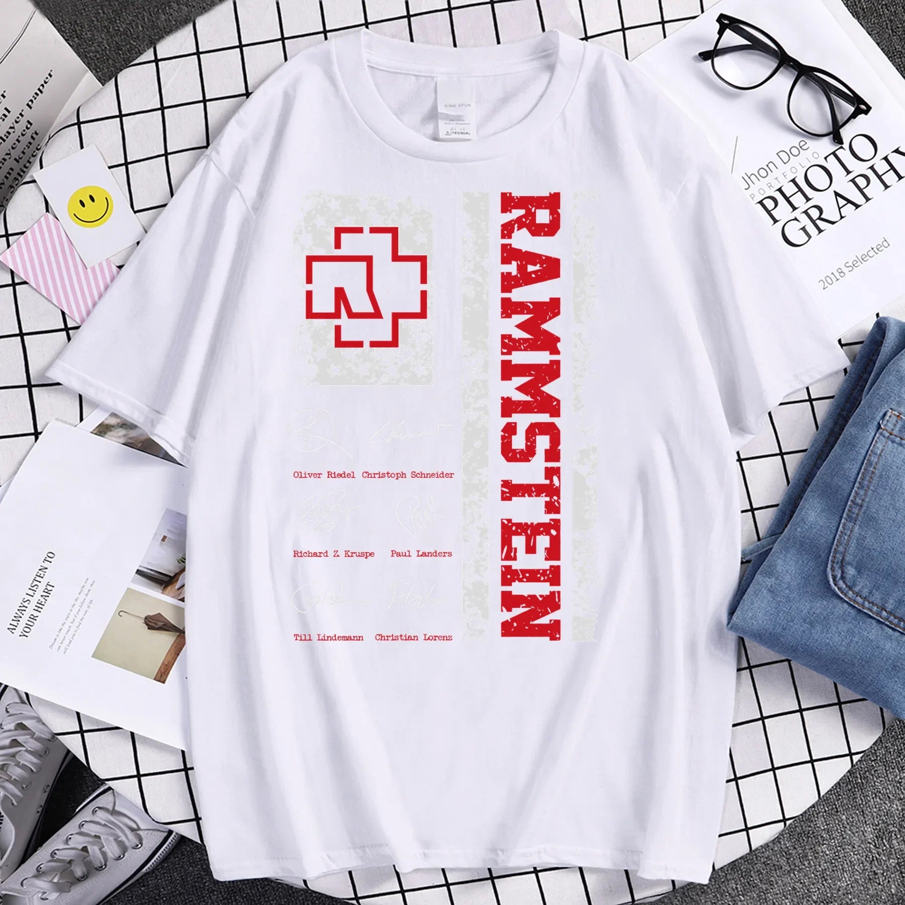 Men harajuku Anime Summer Y2k Fashion Hip Hop Oversized T-shirt band Rammstains T-shirt graphic Tees Short Sleeve Tops.