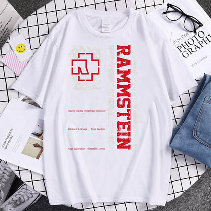 Men harajuku Anime Summer Y2k Fashion Hip Hop Oversized T-shirt band Rammstains T-shirt graphic Tees Short Sleeve Tops.
