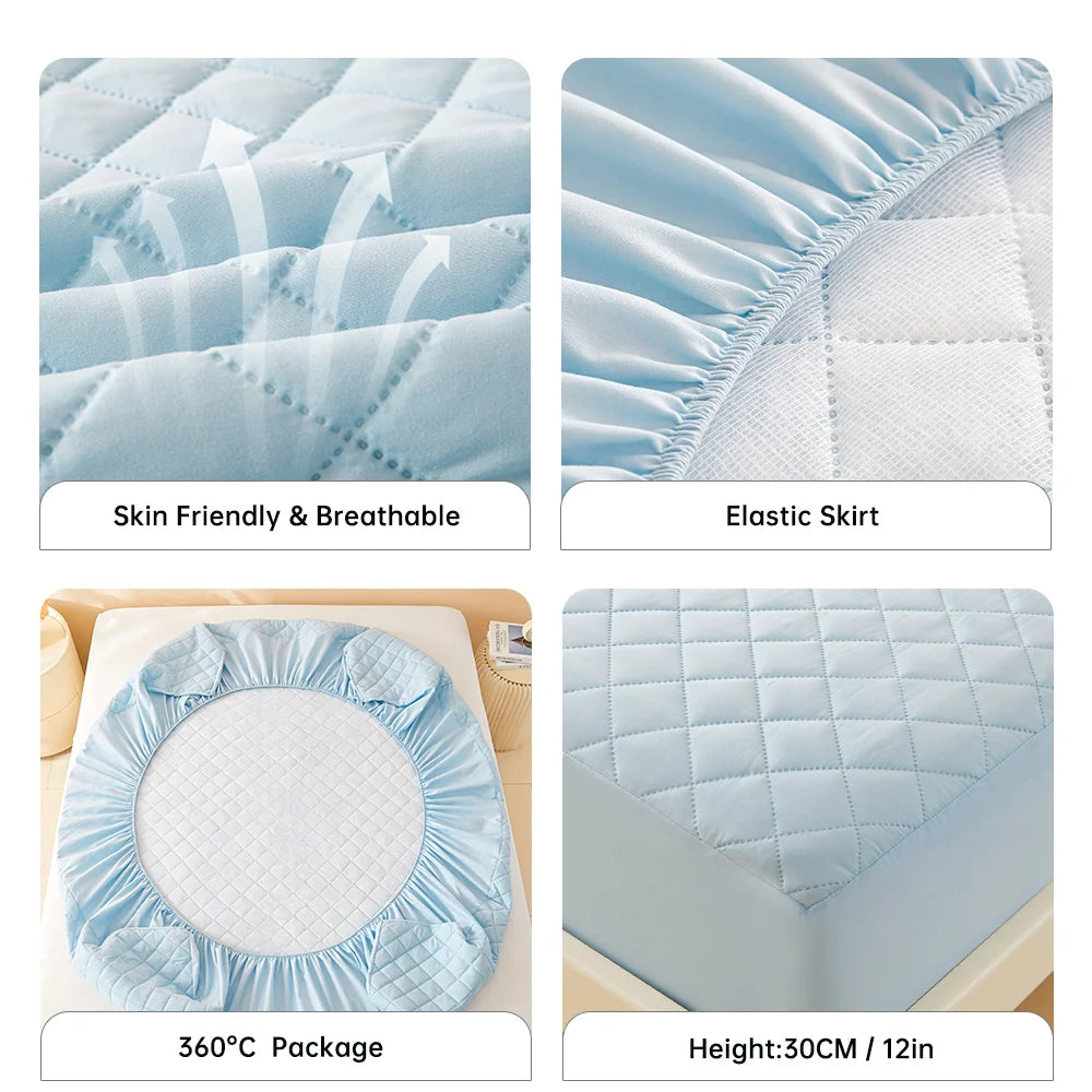 1pc 3D Air Fabric Thick Mattress Cover, 100% Waterproof Mattress Protector, Soft and Breathable Fitted Bed Sheet (No Pillowcase).