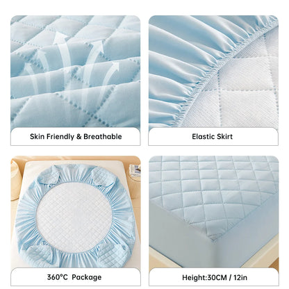 1pc 3D Air Fabric Thick Mattress Cover, 100% Waterproof Mattress Protector, Soft and Breathable Fitted Bed Sheet (No Pillowcase).