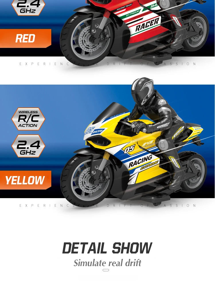 1/ 10 2.4G High Speed Remote Control RC Stunt Motorbike  drift Car 30mins Drive Racing Motorbike RC Motorcycle Toy model