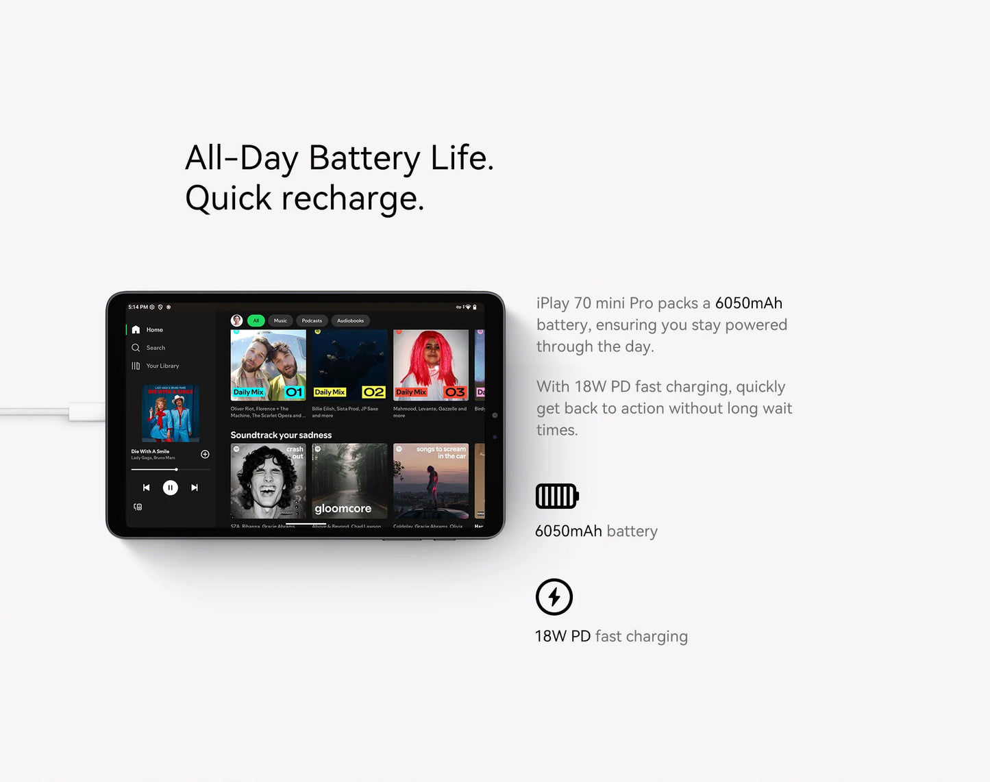 ALLDOCUBE iPlay70 mini Pro Tablet 8.4" 90Hz Display MT8791 16GB（8GB+8GB Virtual）RAM 256GB ROM 4G LTE 6050mAh Android15.