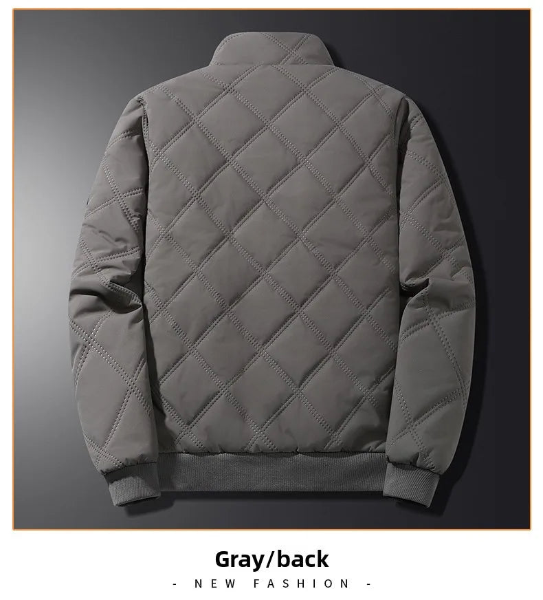 2025 Men's Warm Parker Coat Autumn/Winter Outdoor Sports Thick Anti Cold Cotton Jacket Stand up Collar Checkered Cotton Coat.