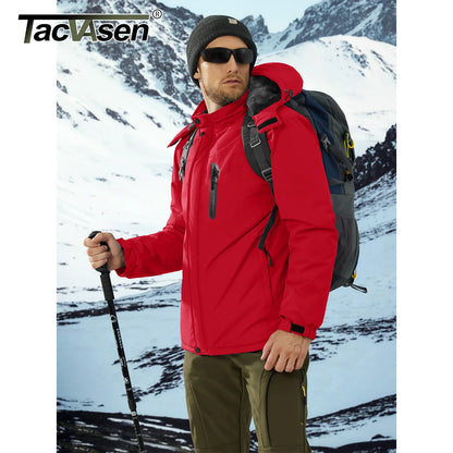 TACVASEN Winter Thicken Fleece Jacket Mens Waterproof Hiking Skiing Jackets Outdoor Mountain Trekking Windbreaker Parka Male.