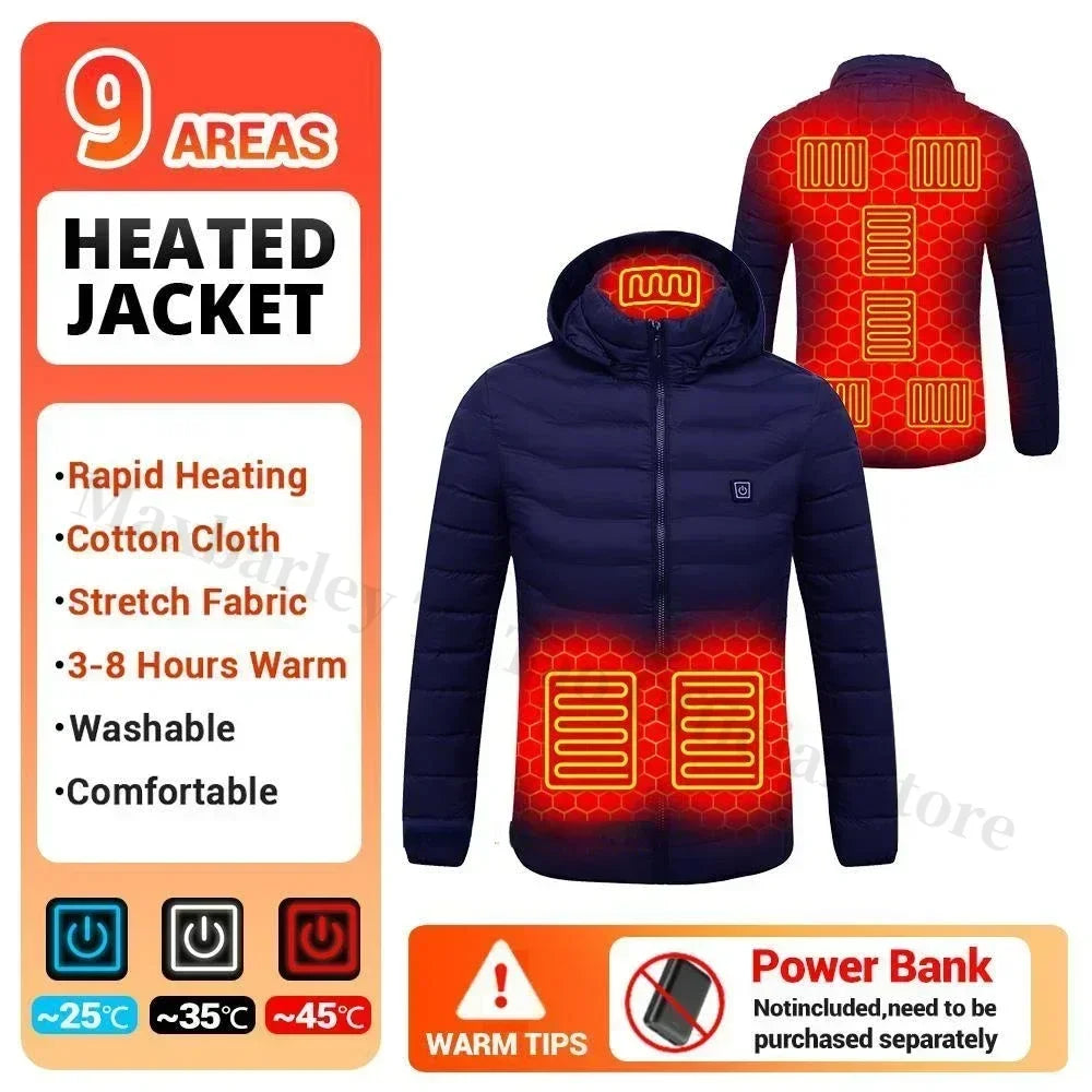 21 Areas Heating Jacket Men Winter USB Electric Heated Coat Functional Self Heating Clothes Outdoor Snow Ski Thick Padded Jacket