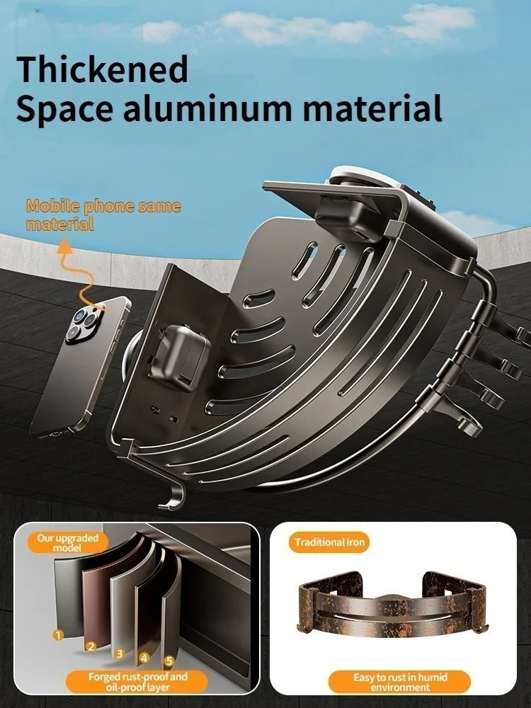 Saugnapf perforationsfreier Raum Aluminium Badezimmer Lagerregal Badezimmer Dreieckskorb Wandaufhänger Badezimmer Eckaufbewahrung