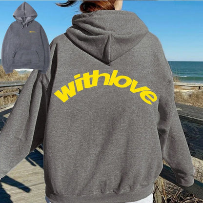 Fanceey Fleece-gefüttertes Herren-Kapuzenpullover, Winter, warm, lockere Passform, Buchstabendruck, lässiger Sport-Pullover, Kapuzenpullover für Herren, Neu.