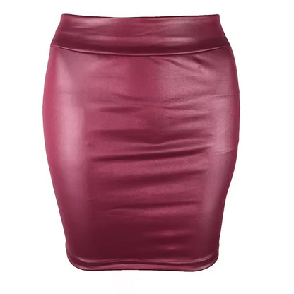 Leather Matte Slim Mini Sexy Fashion PU Hot Short High Waist Skirt Korean Nightclub Streetwear Wholesale Clothes 7ST.
