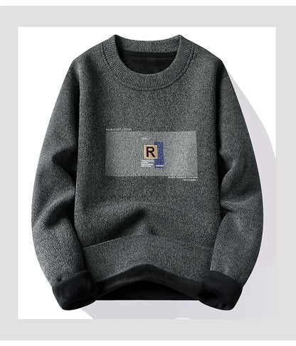 Men's Fleece Lined Pullovers Fashion Sweaters Autumn Winter Jumpers Fashion New Jersey Men's Clothes.