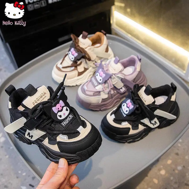 Anime Girls Kuromi Autumn New Board Shoes Sanrio Sports Dad Shoes Children Cartoon Kawaii Comfortable Breathable Casual Shoes.