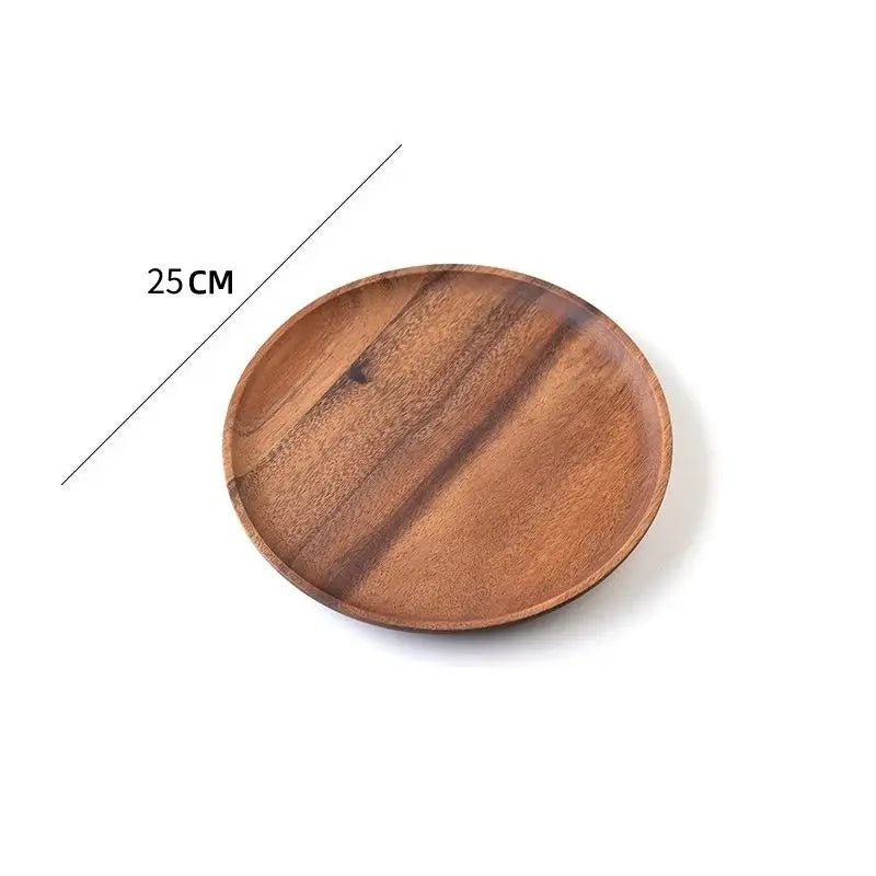 Wooden Trays Round Storage Plate SolidWood Coffee cup Mat KitchenDecorative Plate Fruit Bread TablewareHome Decoration.