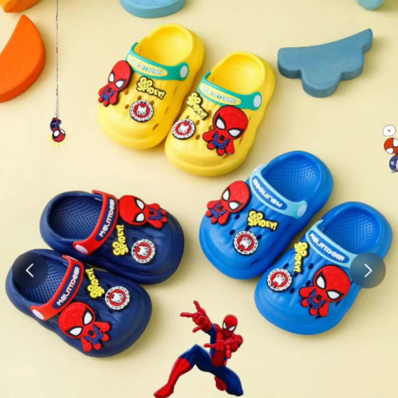 Disney Children'S Hole Sandals Boys Summer Home Slipper Cartoon Spider-Man Slipper Children'S Gifts Beach Shoes Size 18-29.