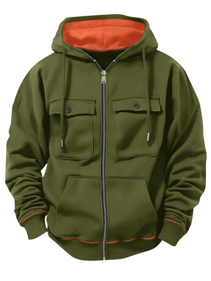 Autumn Winter Men's Fleece Warm Hooded Sweatshirt.