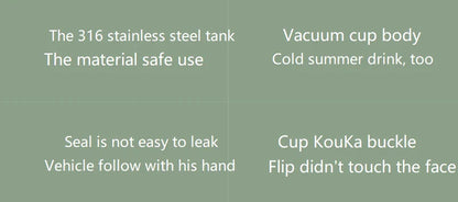 New Youpin Daily Element Portable Water Cup Coffee Mug 316 Stainless Steel Safety Seal 420ml Cold Storage Thermos Cup Mouth Snap.