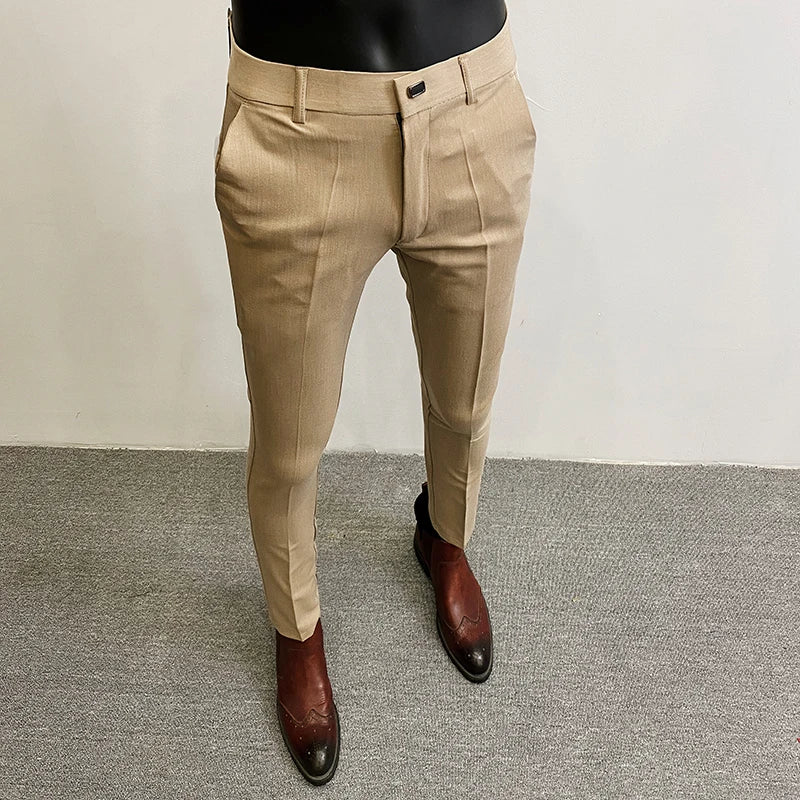 Men Suit Pants Dress Pantalone Hombre Stretch Slim Formal Trousers Calça Masculina Solid Color Casual Pants Fashion Men Clothing