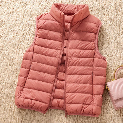 12 Farben 90% weiße Enten Daunen Frauen ärmellose Jacken 2023 Neuankömmlinge weibliche ultraleichte packbare Weste Frauen Mäntel
