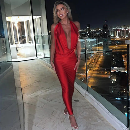 Dulzura Herbst Frauen Halter-Backless Midi Kleid Für Frauen Bodycon Sexy Party Elegante Outfits Abend Geburtstag Kleidung Y2K 2024.