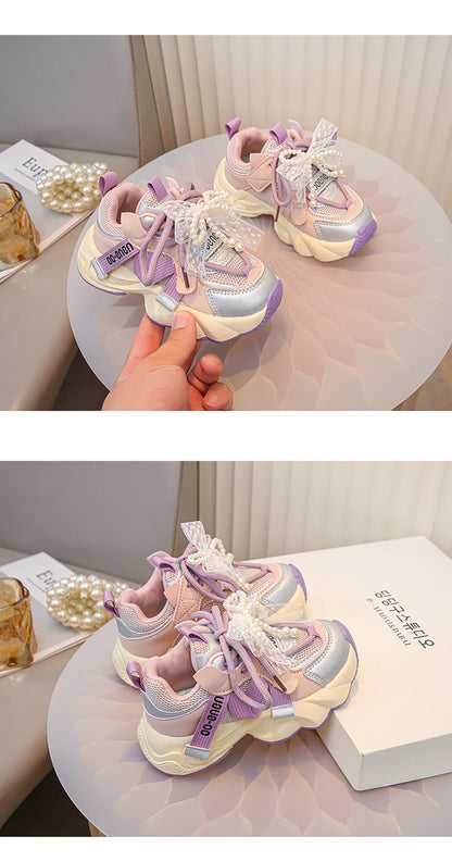 Autumn Sneakers For Kids Korean Style Trend Fashion Girl's Sneakers Soft-soled Breathable Teenager Children Sport Shoes.