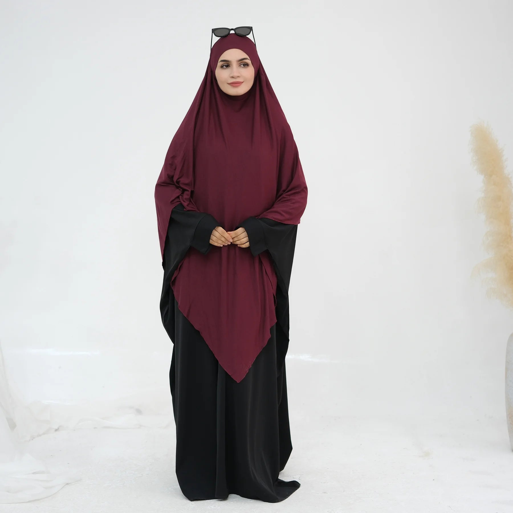 Extra Long Khimar Hijab Scarf Jersey Cotton Muslim Prayer Clothes Islamic Jilbab Khimars for Women Hijabs Veil Niqab Ramadan Eid.