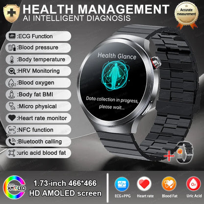 2025 New For HUAWEI Uric Acid Blood Pressure Blood oxygen Body Analysis Smart Watch ECG+PPG Clock Bluetooth call Smart watch Men