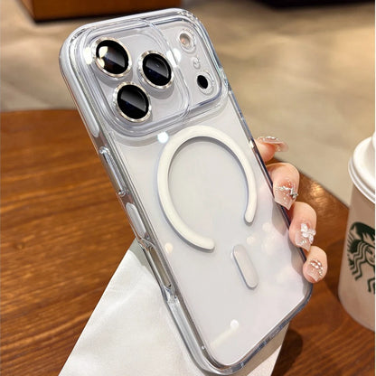 Glass Camera Protector Case for iPhone 17 13 14 15 16 Pro Max 16 Plus Magsafe Case Anti-knock Shockproof Clear 17Air 17Pro Cover.