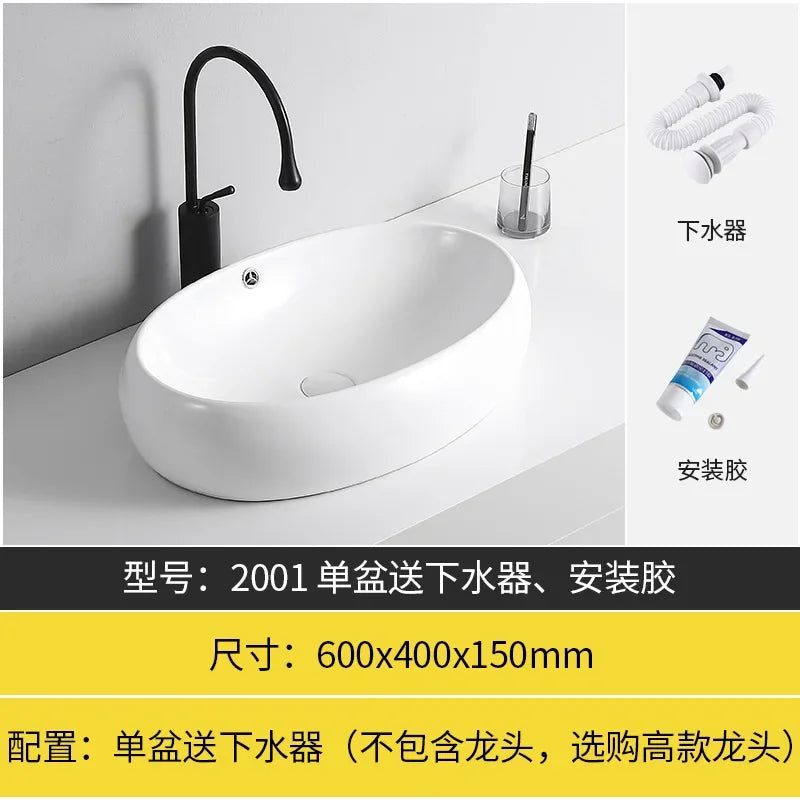 Arbeits platte Waschbecken Seite Entwässerung Keramik Waschbecken Balkon Waschbecken Kunst becken Einzel becken quadratischer Kreis