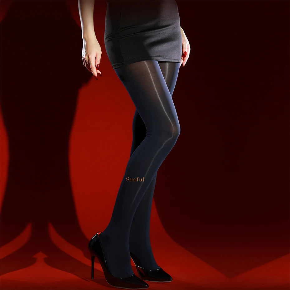 100D Horse Oil Tight High Elastic Pantyhose Stockings Shiny Autumn Thermal Velvet Pantyhose Smooth Thicken Tights Legging Outfit