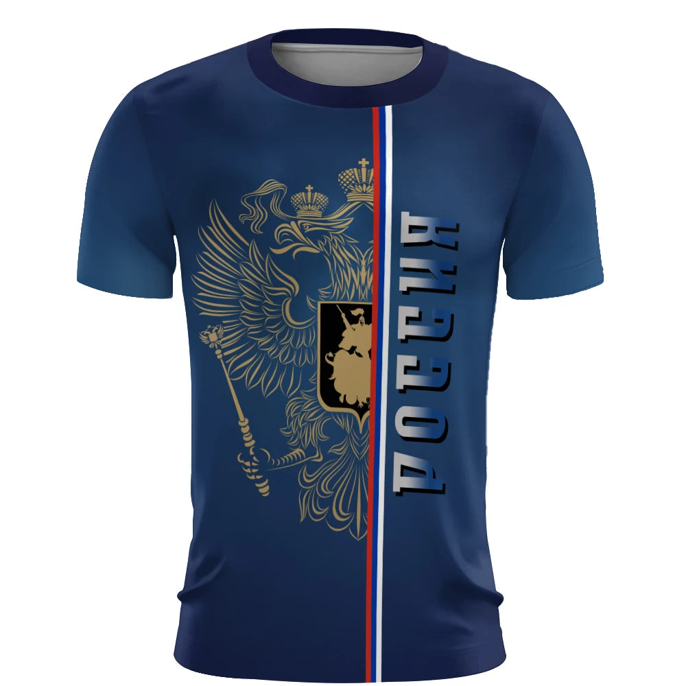 Russia Men's T-Shirts 3d Russian Flag Short Sleeve T-Shirt For Men Oversized Tees Mens Clothing Summer Casual Breath Sportswear.