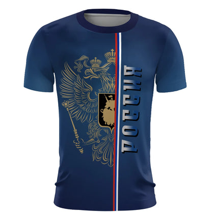 Russia Men's T-Shirts 3d Russian Flag Short Sleeve T-Shirt For Men Oversized Tees Mens Clothing Summer Casual Breath Sportswear.