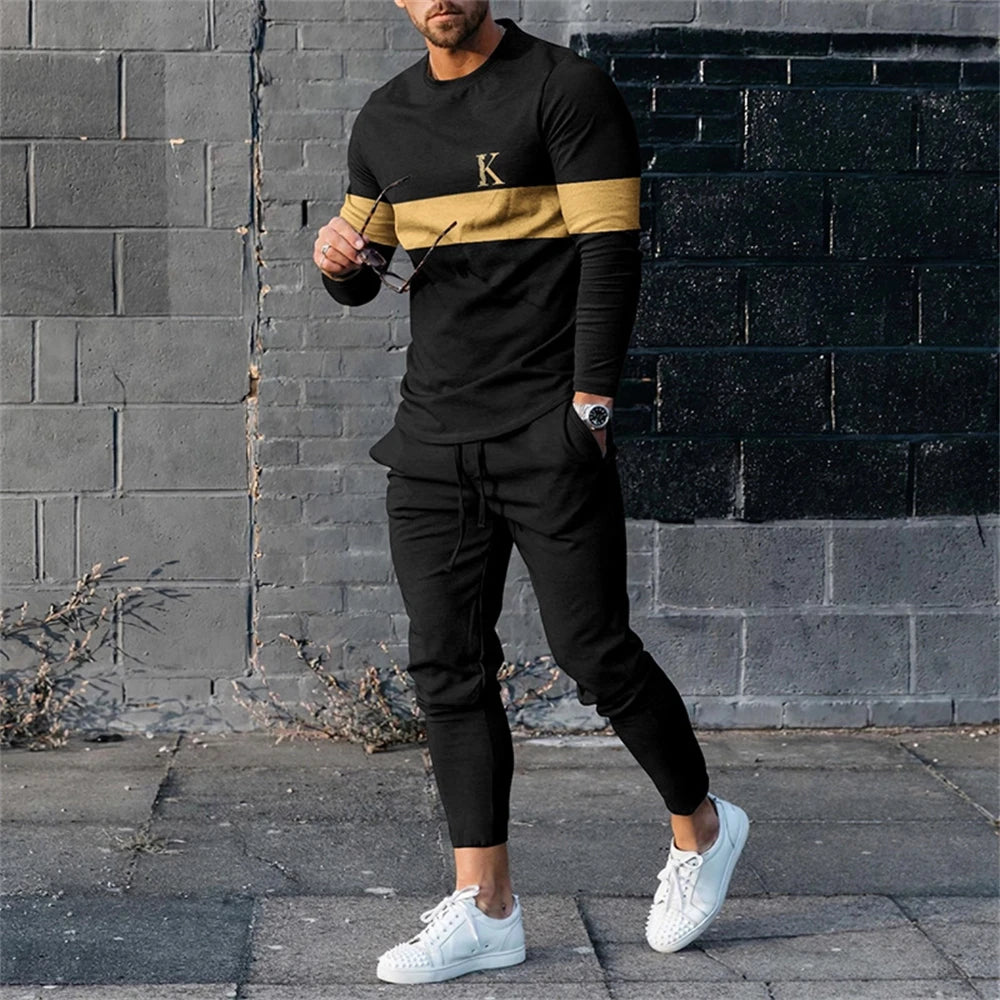 Men's Tracksuit Casual 3D Print 2 Piece Sets Long Sleeve T-Shirt+pants 2pcs Set Fashion Outfits Oversized Sports Unisex Clothing.