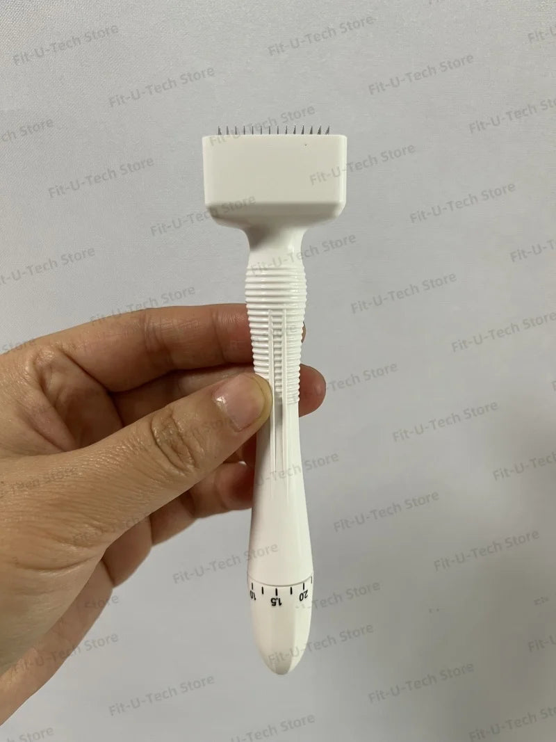 140 needles adjustable titanium derma stamp microneedling face roller massager skin care beard growth scalp hair factory sale.