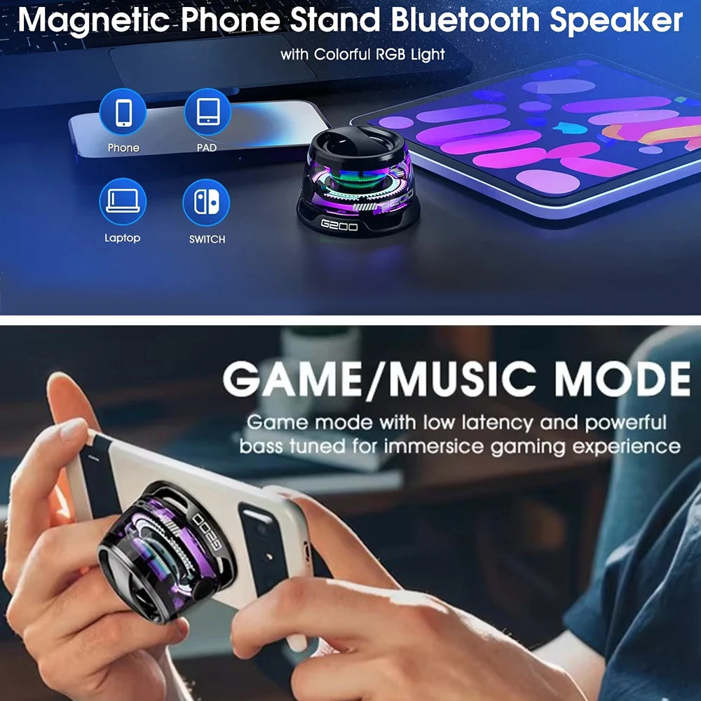 G200 Magnetic Portable Bluetooth 5.3 Speaker Mini Sound Box Multifunctional LED Color Light Stereo Soundbar Wireless Loudspeaker