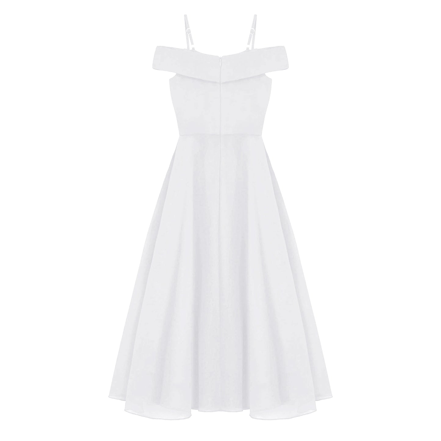 Elegantes Chiffon-Partykleid für Mädchen, schulterfrei, verstellbarer Spaghettiträger, bodenlanges Maxikleid für Hochzeit, Geburtstag, Abend