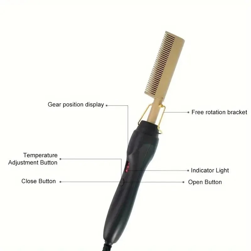 Straight hair comb, bangs, dry and wet dual-use comb, straight hair curling iron, household roll straight electric comb.