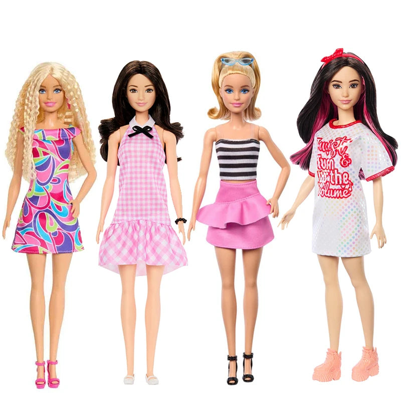 Barbie Fashionistas Doll #213 Wearing Pink Skirt #223 with Blonde Wavy Hair 65th Anniversary Collectible Toy for Girls Gift.