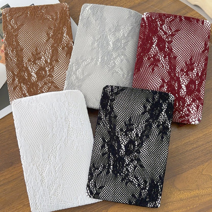 Classic Lolita Hollowed Out Lace Mesh Stockings Bottomed Pantyhose Japanese Lolita Retro Floral Rattan White Hosiery Hot Tights