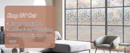 Fenster-Sichtschutzfolie, Regenbogenfarben, statisch haftend, Buntglasfolie, Fensterabdeckung, Aufkleber, nicht klebend, abnehmbar, reflektierend, für Zuhause