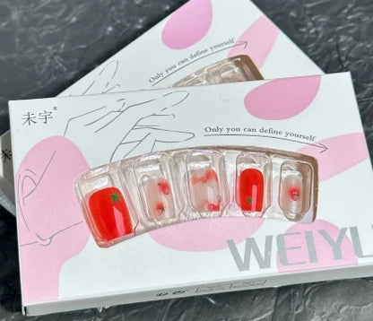 24Pcs/set Almond Press-On French Nail Tips Green Cat Eye False Nails Simple&Elegant Wearable Nail Art for Women&Girls Daily Wear