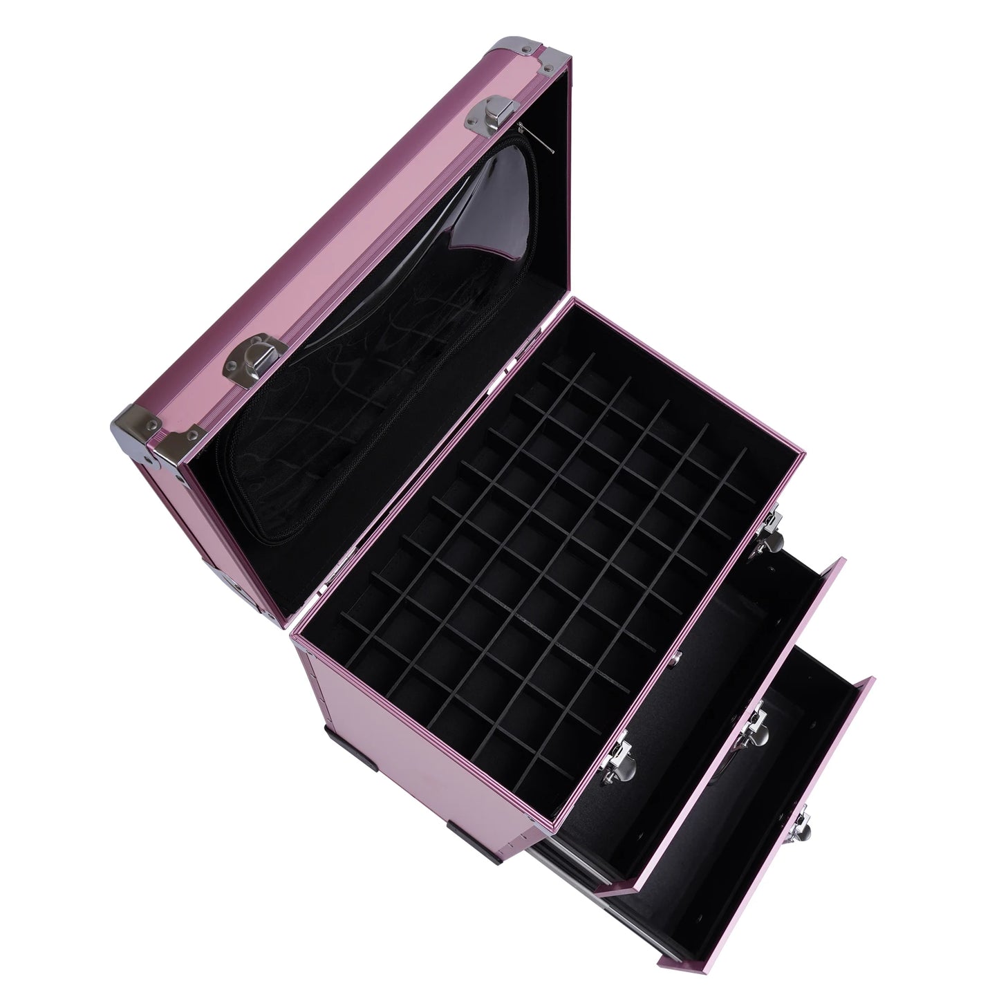 3 in 1 Rolling Makeup Case with Drawer, Large Makeup Case Organizers, Profesional Cosmetic Case for Salon Barber, Light Pink