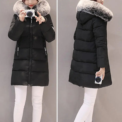 Frauen Winter Jacken Unten Baumwolle Mit Kapuze Tops Große Größe Parkas Mujer Mäntel Langen Mantel Mode Weibliche Pelz Kragen Outfits Neue Jahr.
