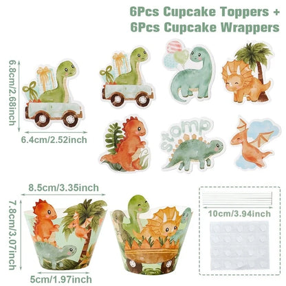 Dinosaurier Dekoration Party Supplies Glas Maske Kuchen Topper Banner PVC Stroh Papa Kreis Geschenktüten Dinosaurier Tier Gefälligkeiten Liefert.