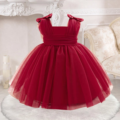 Kleinkind Rot Pailletten Mesh Kleid Mädchen Baby Einfarbig Neue Jahr Party Formale Kostüm Leistung Prinzessin Kleid Geburtstag Kleidung