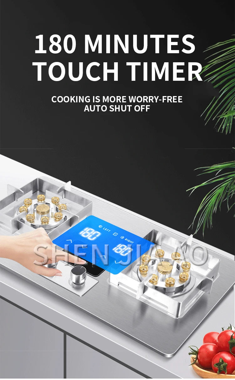 5KW Gas Stove Home Double Embedded Gas Stove Energy-saving Fierce Fire Stove Gas Cooktop Double hole gas stove.